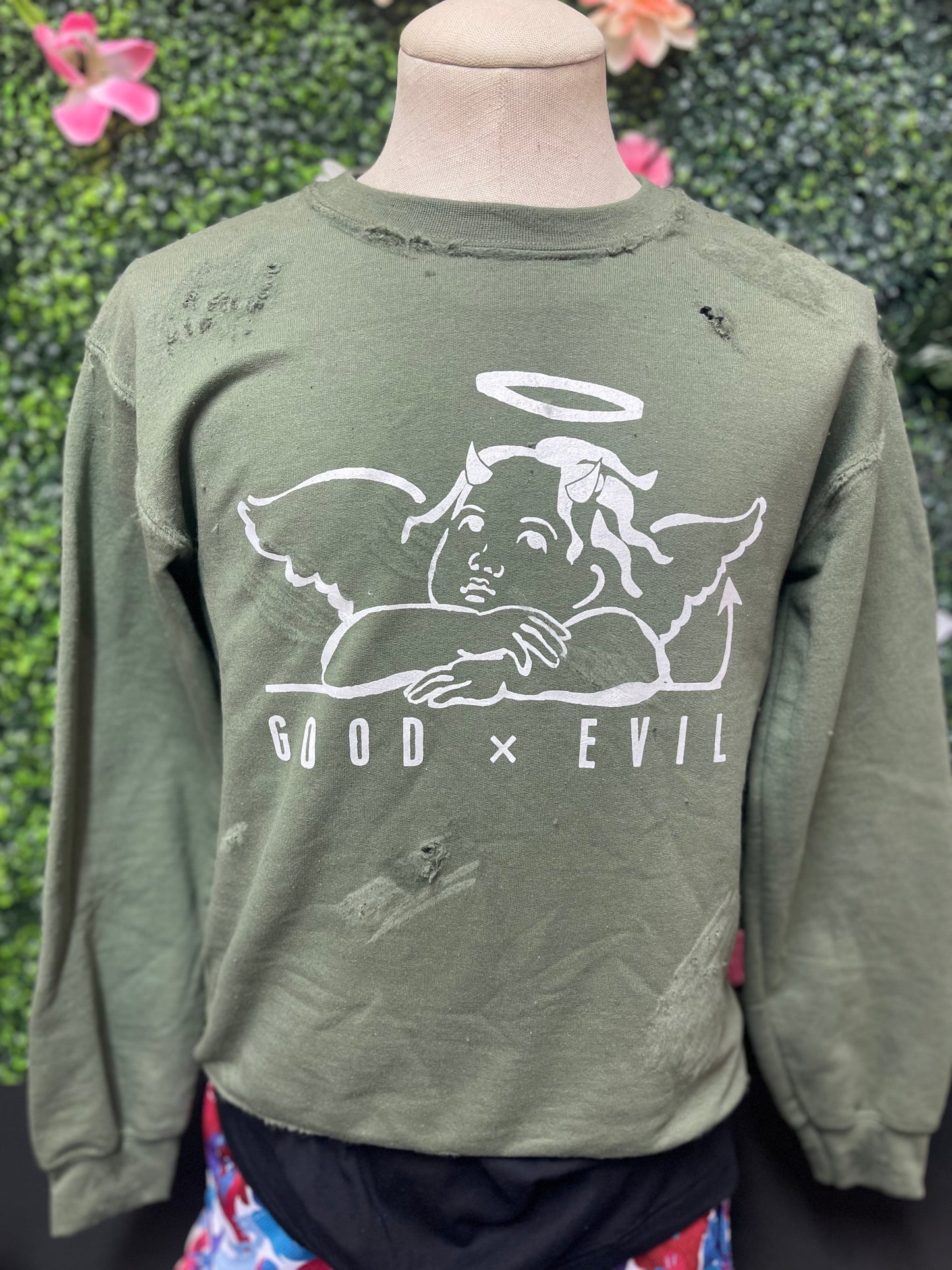 Good X Evil Distressed Sweatshirt