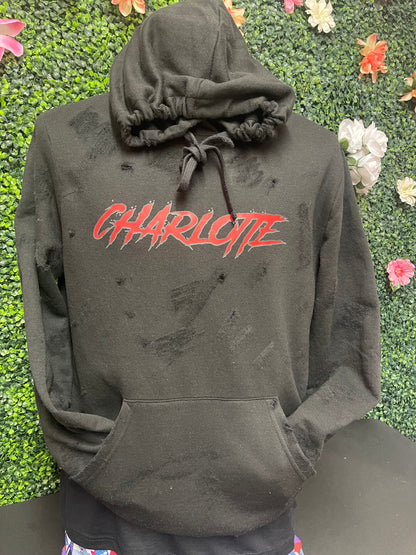 “Charlotte” Code Red Distressed Hoodie