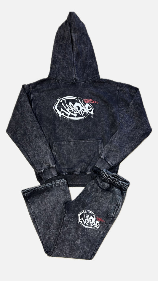 Heavy weight Acid wash flare sweatsuit